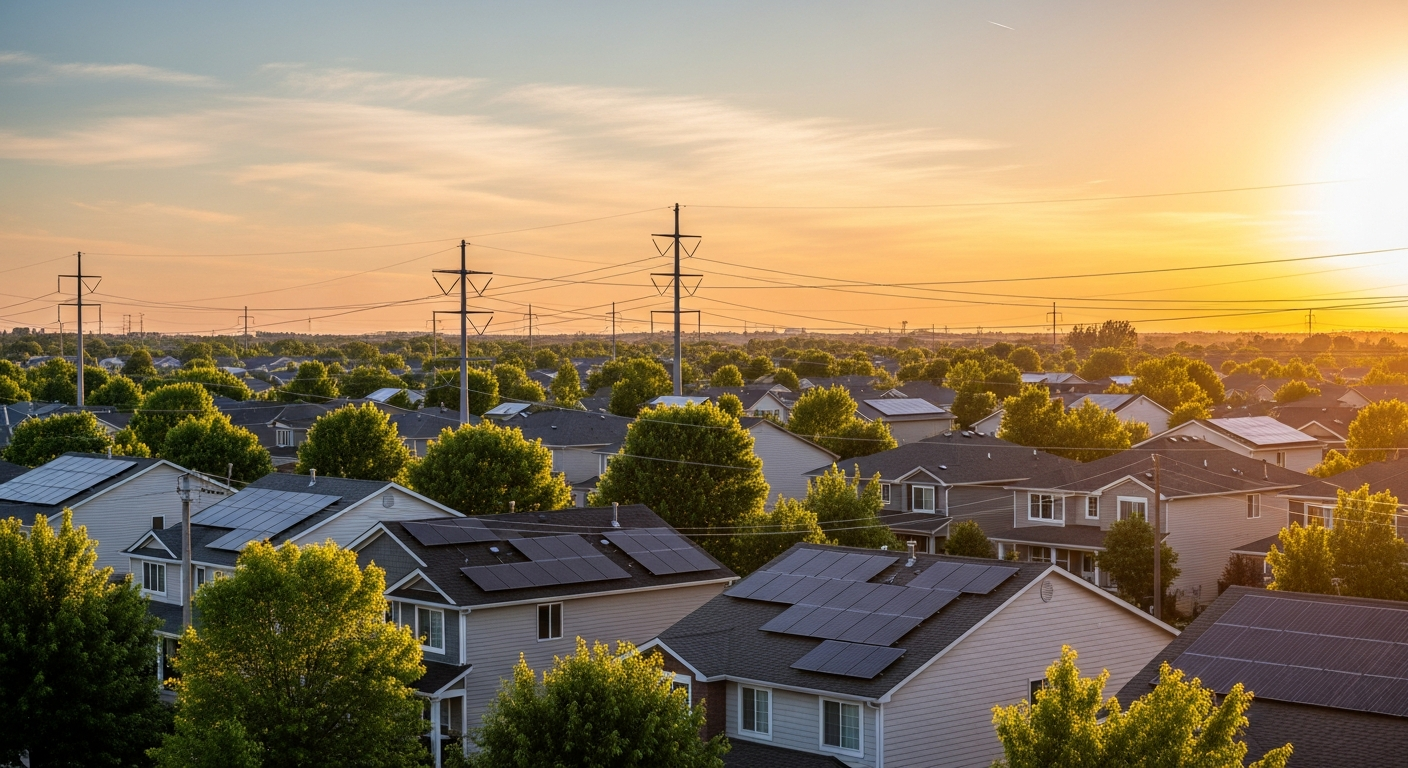 Neighborhood with solar panels